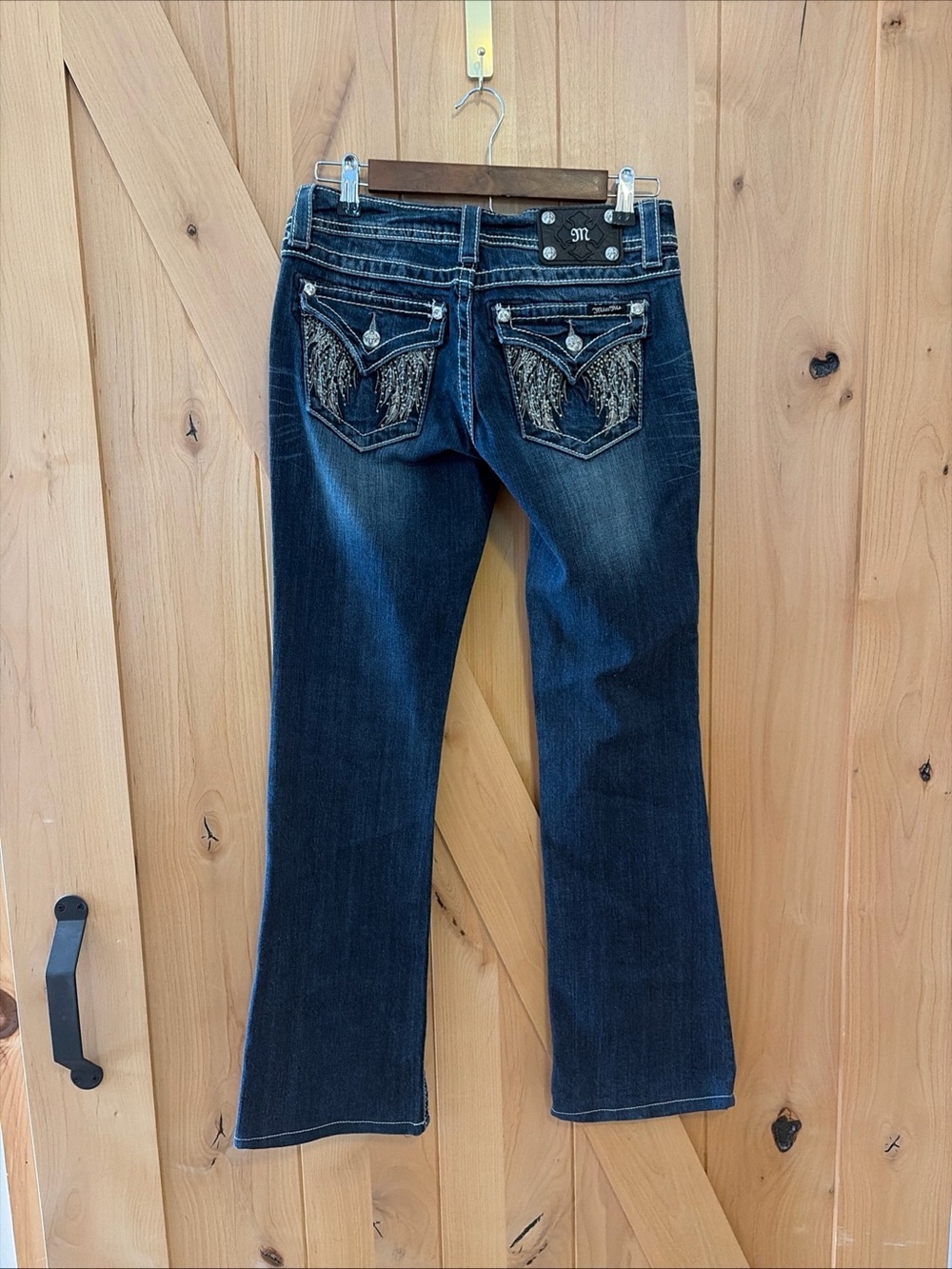 Miss Me Women’s Jeans Size 27 Bootcut Bling Pocket JP5616B Angel Wings